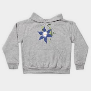 Blue Purple Clematis Flower Kids Hoodie